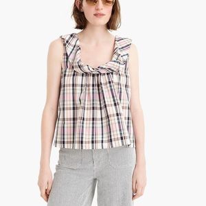 J Crew Plaid Scoopneck Foldover Tank